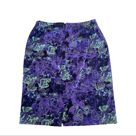 TALBOTS Purple & Turquoise Floral Pencil Skirt - Picture 2 of 4